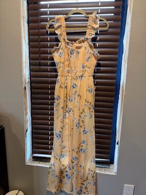 Yellow Floral Ruffle Strap Jumpsuit